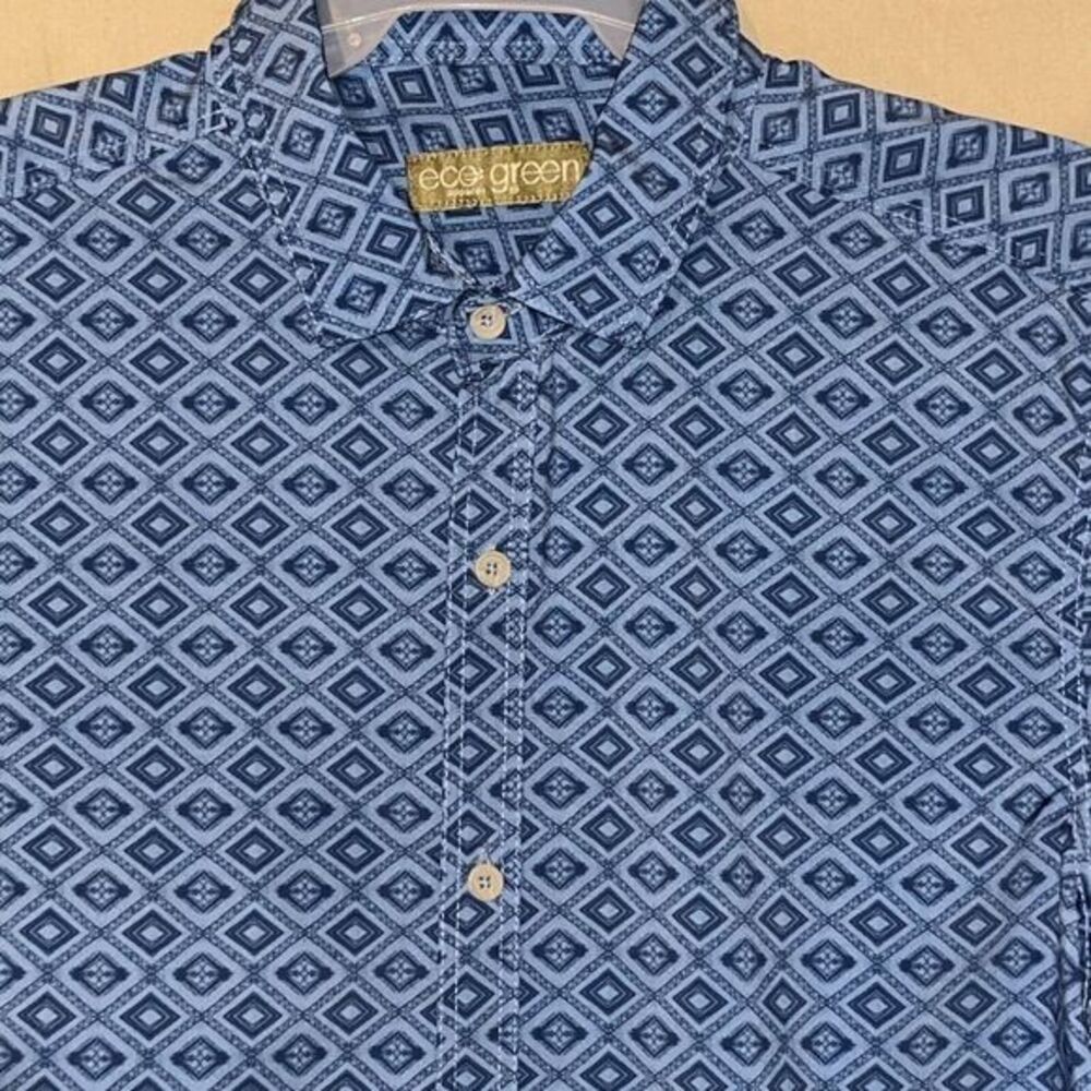 Eco Green Apparel Mens Short Sleeve‎ Button Up Size LG